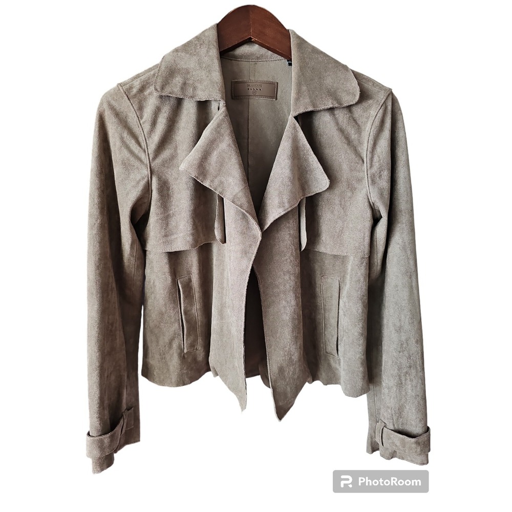 Blank NYC Moto Faux Suede Open Waterfall Jacket Size XS Drape Front Brown